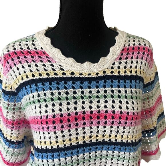 Gap Women’s Rainbow Crotchet Open Knit Top Multicolor Size XL - Picture 3 of 10
